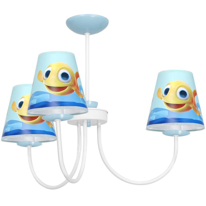 Plafonnier RYBKA le poisson jaune 3 abat-jour plastique bleu métal blanc E14 Enfant 