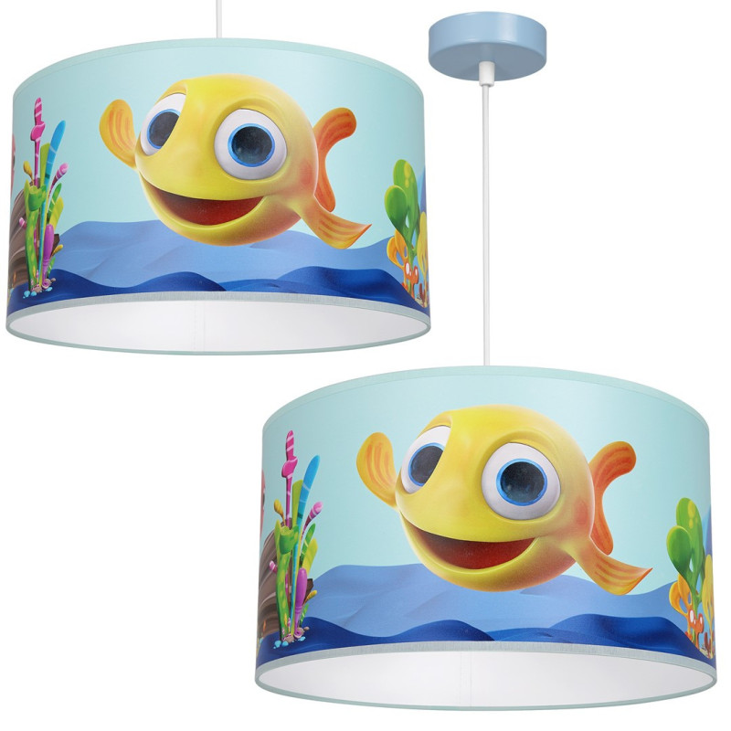 Suspension RYBKA le poisson jaune abat-jour plastique métal bleu E27 Enfant 