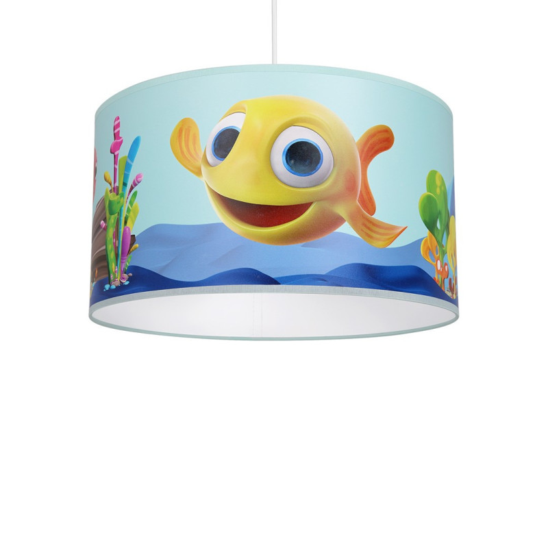 Suspension RYBKA le poisson jaune abat-jour plastique métal bleu E27 Enfant 