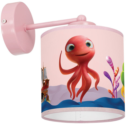 Applique murale LOLA la pieuvre rouge abat-jour plastique métal rose E27 Enfant 