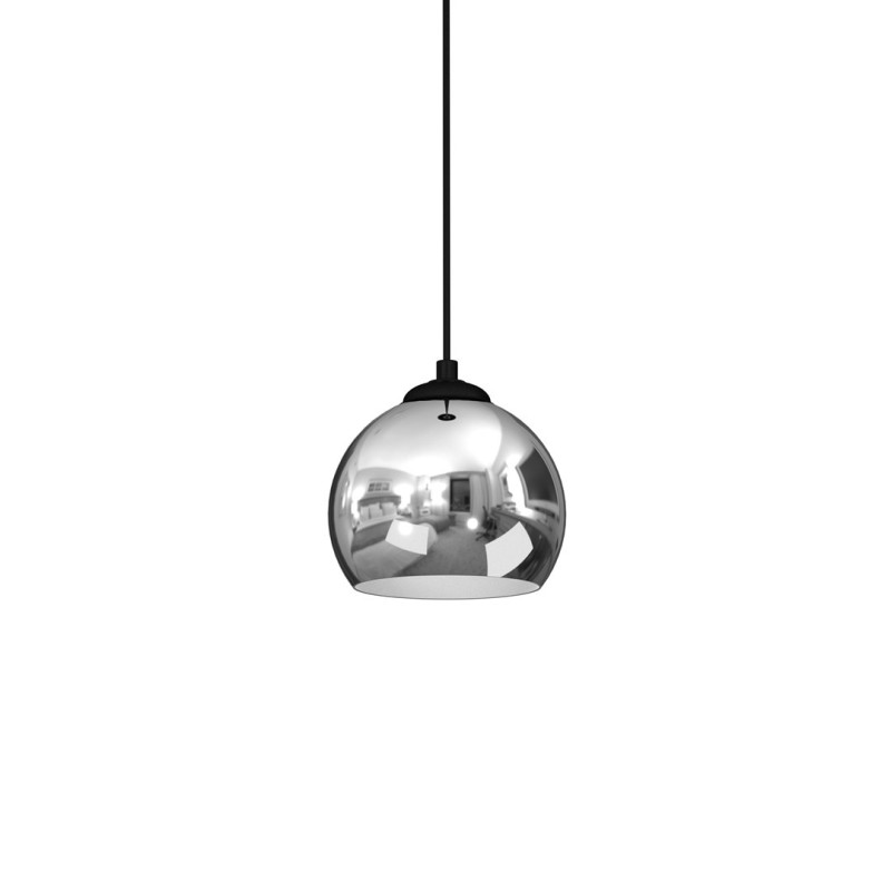 Suspension TORO boule métal chromé E27 base noir Minimaliste 