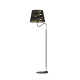 Lampadaire HERMES pied métal et abat-jour tissu marbré noir doré E27 Design chic 