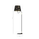 Lampadaire HERMES pied métal et abat-jour tissu marbré noir doré E27 Design chic 