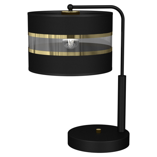 Lampe de chevet ULTIMO abat-jour tissu noir bande doré E27 Design chic 