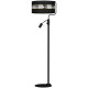 Lampadaire ULTIMO abat-jour tissu noir bande doré E27 + liseuse mini GU10 Design chic 