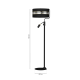 Lampadaire ULTIMO abat-jour tissu noir bande doré E27 + liseuse mini GU10 Design chic 