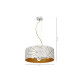 Suspension ZIGGY abat-jour rond 50cm tissu mosaique blanc doré E27 Design chic 