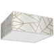 Plafonnier ZIGGY abat-jour carré 50cm tissu mosaique blanc doré E27 Design chic 