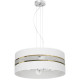 Suspension ULTIMO hauteur réglable abat-jour rond 50cm tissu blanc bande doré E27 Design chic 