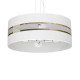 Suspension ULTIMO hauteur réglable abat-jour rond 50cm tissu blanc bande doré E27 Design chic 