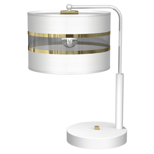 Lampe de chevet ULTIMO abat-jour tissu blanc bande doré E27 Design chic 