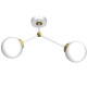 Plafonnier JOY 2 branches atome métal blanc doré boules verre blanc E14 Design chic 