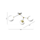 Plafonnier JOY 4 branches atome métal blanc doré boules verre blanc E14 Design chic 