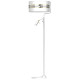 Lampadaire ULTIMO abat-jour tissu blanc bande doré E27 + liseuse mini GU10 Design chic 