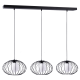 Suspension KRONOS 3 cages ovale métal noir et boule verre blanc E14 Industriel 