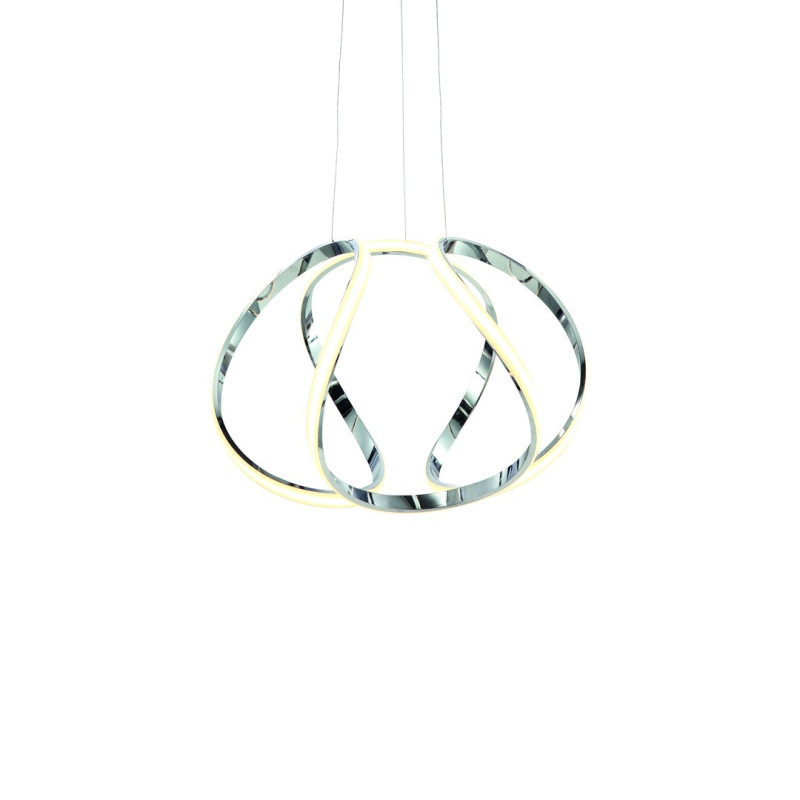 Suspension GLOBE bande lumineuse torsadée chromé LED 50W blanc neutre 3000Lm Design chic 