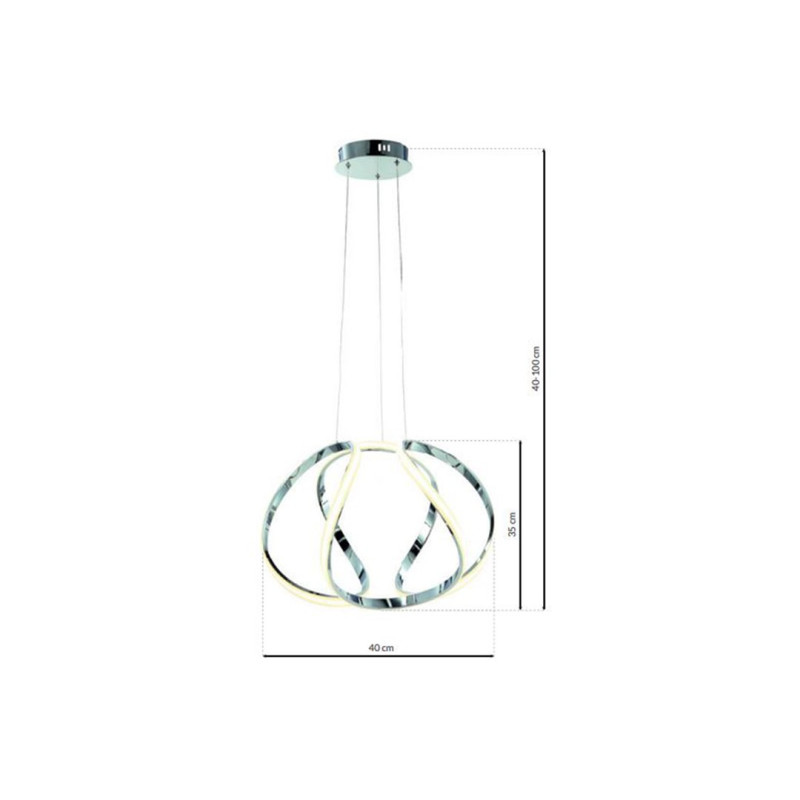 Suspension GLOBE bande lumineuse torsadée chromé LED 50W blanc neutre 3000Lm Design chic 