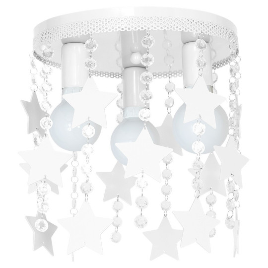 Plafonnier STAR cascade de cristaux et étoiles blanc suspendus E27 Enfant 