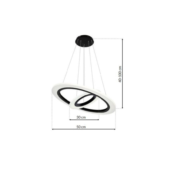 Suspension COSMO 2 anneaux lumineux blanc neutre 4000K LED 36W 2520Lm Design chic 