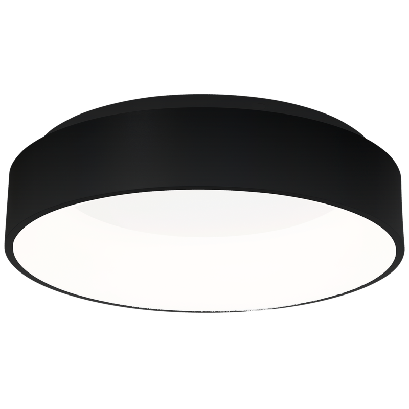 Plafonnier OHIO abat-jour 45cm acrylique noir LED 24W blanc neutre 4000k 1680Lm Minimaliste 