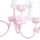 Plafonnier ALICE Papillon rose 3 abat-jour tissu blanc E14 Enfant 