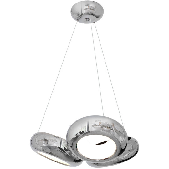 Suspension MERCURIO hauteur réglable 3 anneaux métal chromé LED blanc neutre 4000k 2520Lm 36W Design chic 