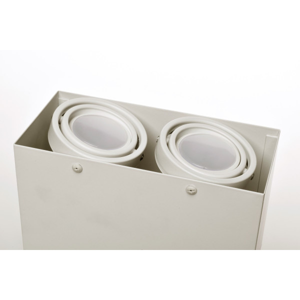 Plafonnier BLOCCO rectangle blanc spots orientables 2x7W GU10 blanc chaud 3000k Minimaliste 