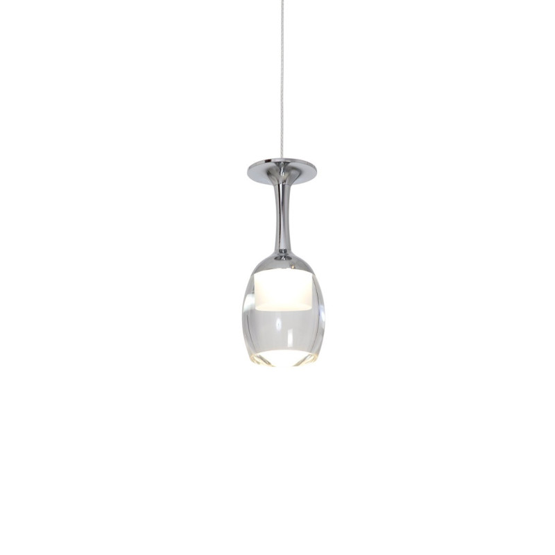 Suspension COPPA chromé verres à pied LED 3x5W blanc neutre 4000k 1050Lm Design chic 