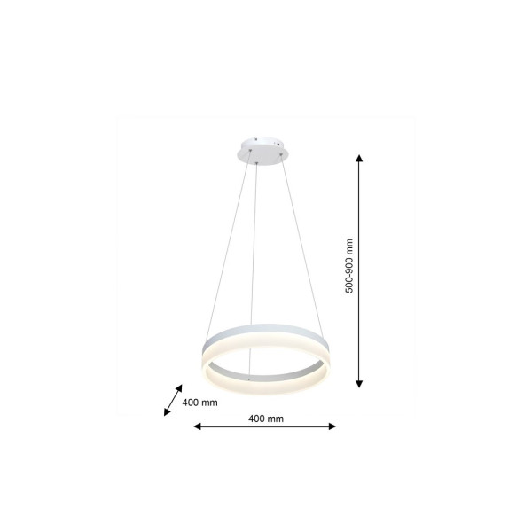 Suspension RING anneau lumineux blanc 40cm LED blanc neutre 1680Lm 24W Design chic 