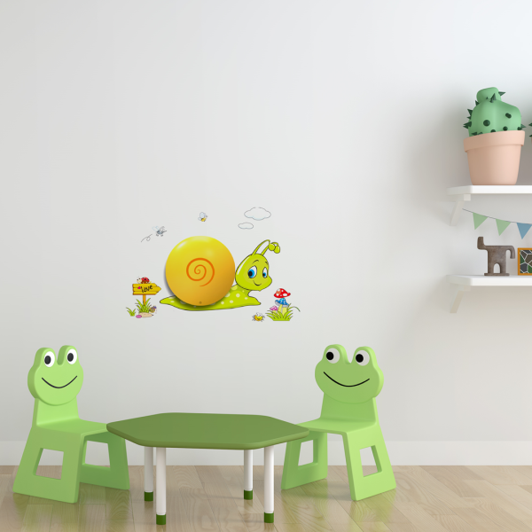 Applique murale enfant Escargot Jaune et vert sticker LED 0,6W 