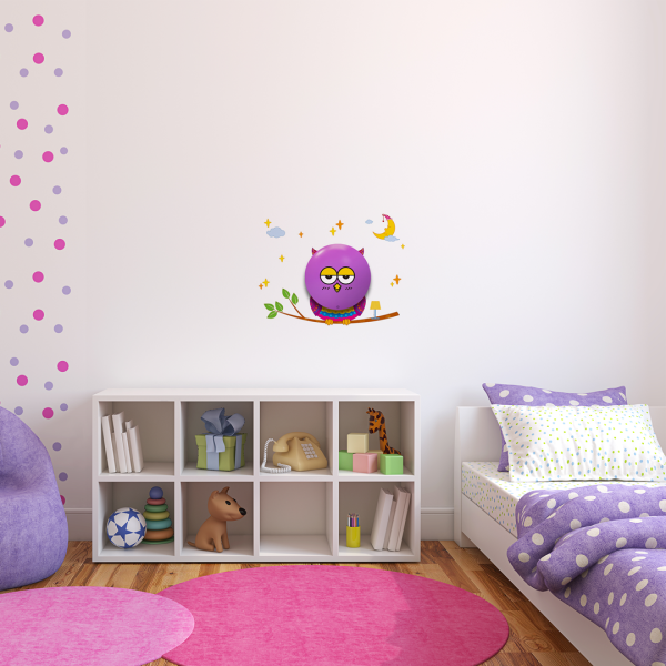 Applique murale enfant OWL LED 0,6W hibou violet sticker 