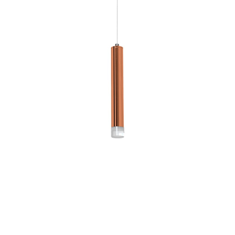 Suspension COPPER tube métal couleur laiton LED blanc neutre 4000k 1050Lm 5W Minimaliste 