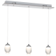 Suspension OVO 3 lampes forme œuf transparent chromé LED blanc neutre 4000k 1050Lm 15W Minimaliste 