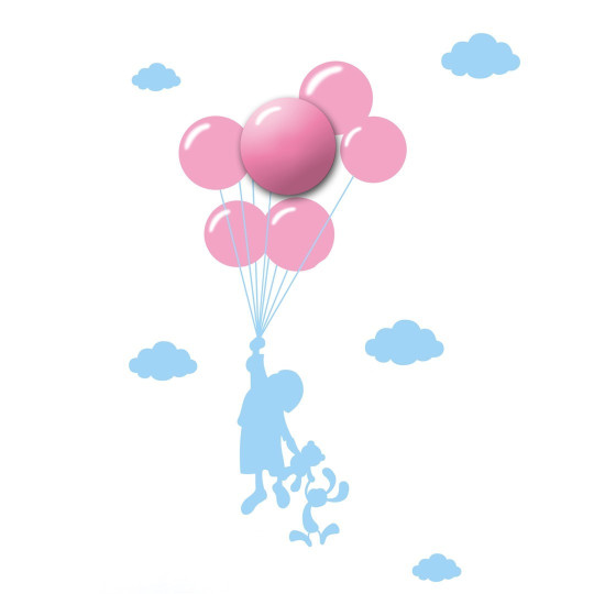 Applique murale BALLOONS Ballons roses et stickers bleu LED 0,6W Enfant 