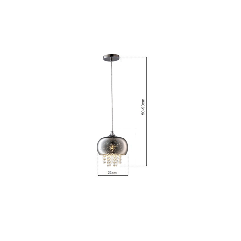 Suspension STARLIGHT 21cm anneau de verre chromé étoilé et chute de cristaux E14 Design chic 