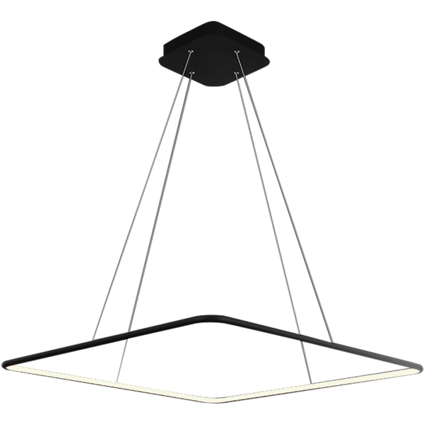 Suspension NIX cadre lumineux carré noir LED 25W blanc chaud 1750Lm Design chic 