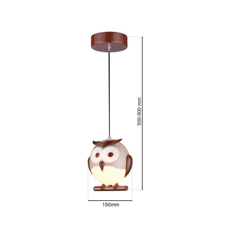 Suspension OWL abat-jour hibou marron blanc E14 Enfant 