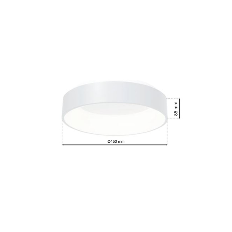 Plafonnier OHIO abat-jour 45cm acrylique blanc LED 24W blanc neutre 4000k 1680Lm Minimaliste 