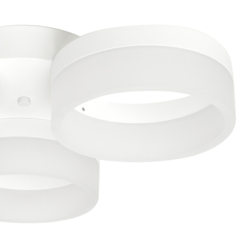 Plafonnier RING 3 anneaux lumineux blanc en cercle LED blanc neutre 2520Lm 36W Design chic 