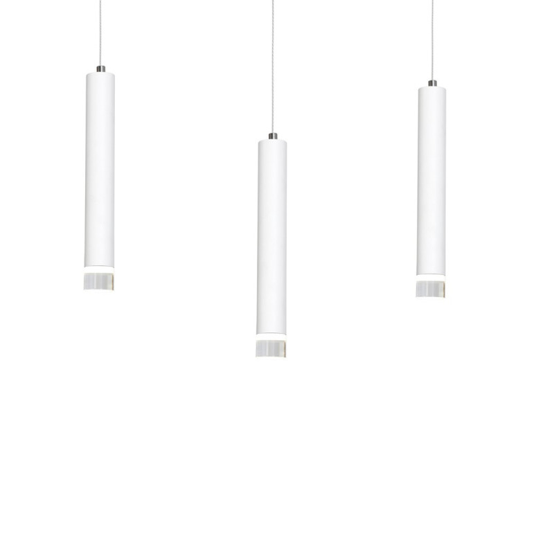 Suspension ALBA 3 cylindres métal blanc détail chromé G9 Minimaliste 