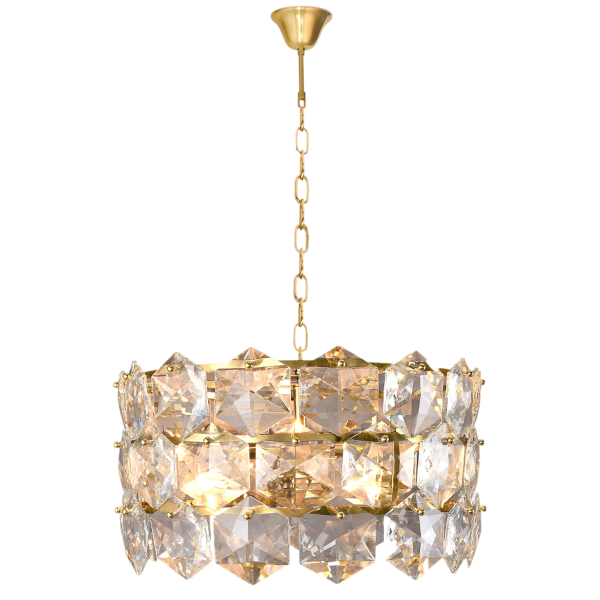 Suspension AUSTIN couronne métal doré ornée de cristaux E14 Vintage 