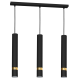 Suspension JOKER 3 tubes alignés métal noir anneau doré GU10 Minimaliste 