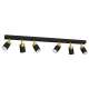 Plafonnier JOKER 6 spots orientables métal noir anneau doré GU10 Minimaliste 
