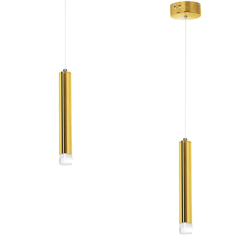 Suspension GOLDIE tube métal doré blanc neutre 4000L 350Lm 5W Design chic 