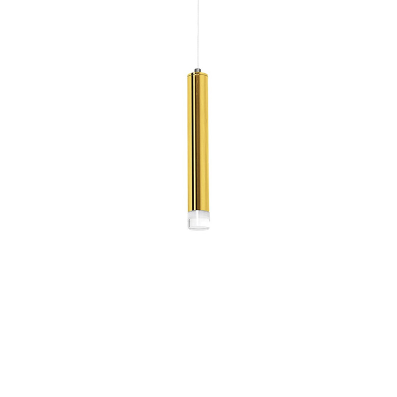 Suspension GOLDIE tube métal doré blanc neutre 4000L 350Lm 5W Design chic 