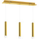 Suspension GOLDIE 3 tubes métal doré alignés blanc neutre 4000L 1050Lm 15W Design chic 