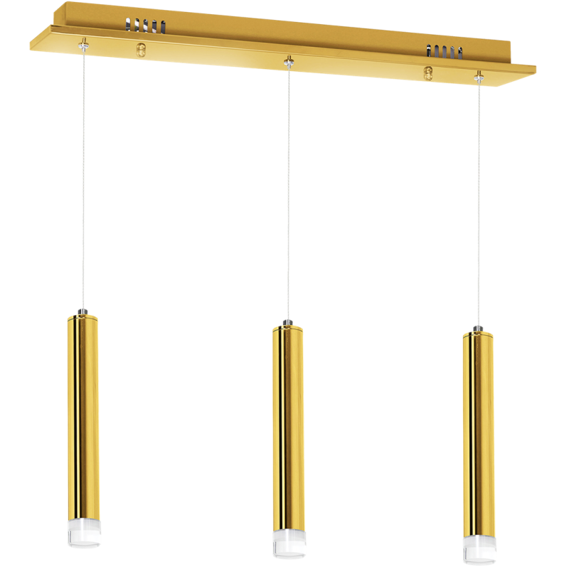 Suspension GOLDIE 3 tubes métal doré alignés blanc neutre 4000L 1050Lm 15W Design chic 