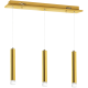 Suspension GOLDIE 3 tubes métal doré alignés blanc neutre 4000L 1050Lm 15W Design chic 