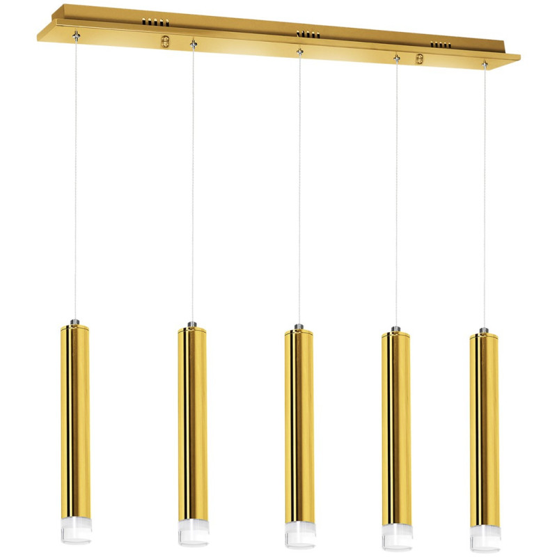 Suspension GOLDIE 5 tubes métal doré alignés blanc neutre 4000L 1750Lm 25W Design chic 