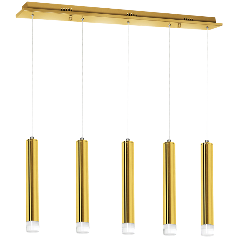 Suspension GOLDIE 5 tubes métal doré alignés blanc neutre 4000L 1750Lm 25W Design chic 